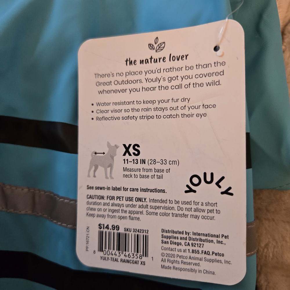 Blue Dog Raincoat with Black Stripes - Picture 4 of 4